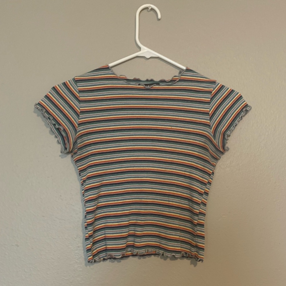 Brandy Melville rainbow striped baby tee